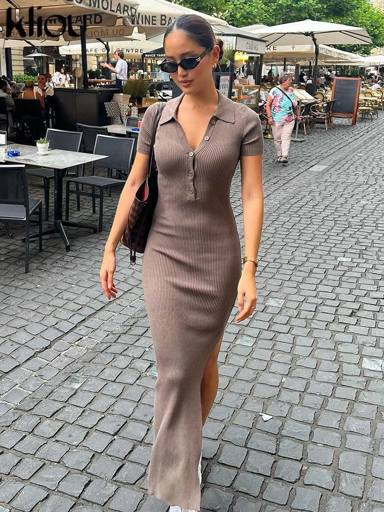 Charline – Button-Front Maxi Dress for Women