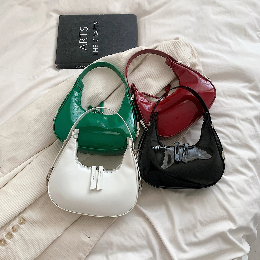 Anny – Glossy Vintage Crescent Shoulder Bag