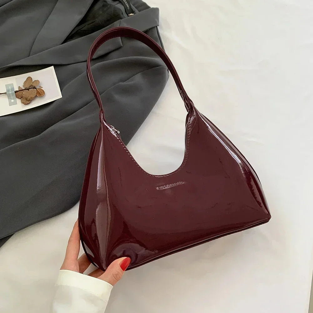 Arkina – Glossy Wine Red Shoulder Bag
