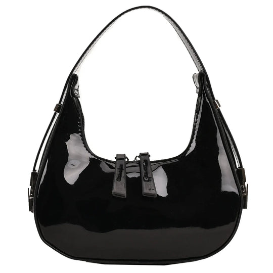 Anny – Glossy Vintage Crescent Shoulder Bag