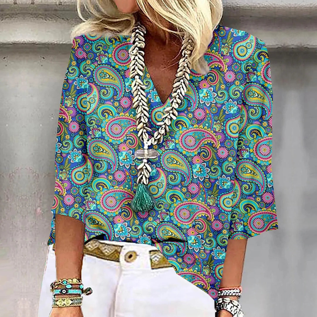 Frances – Bohemian Print Lightweight Blouse for Women