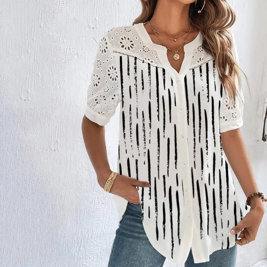 Tyne – Floral Lace Accent Blouse for Women