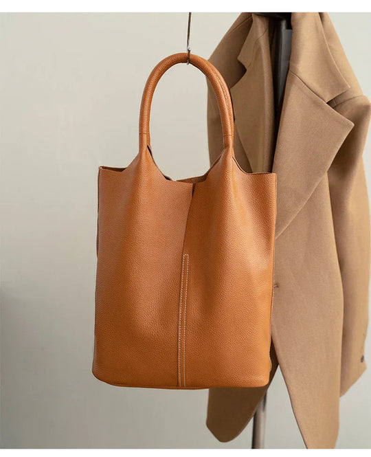 Arnika – Elegant Light Blue Bucket Bag with a Premium Leather Finish