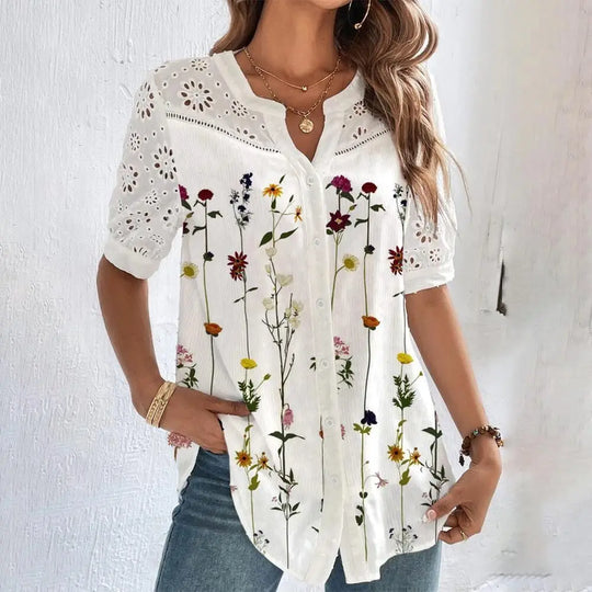 Tyne – Floral Lace Accent Blouse for Women