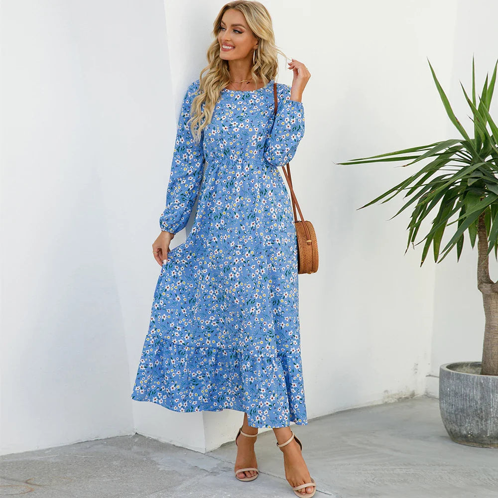 Caryll – Floral Long-Sleeve Maxi Dress for Women