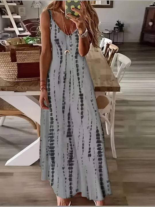 Isolyn – Boho Tie-Dye Spaghetti Strap Maxi Dress
