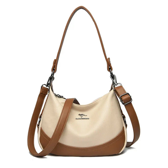 Laurel – Two-Tone Leather Shoulder Hobo Bag for Women