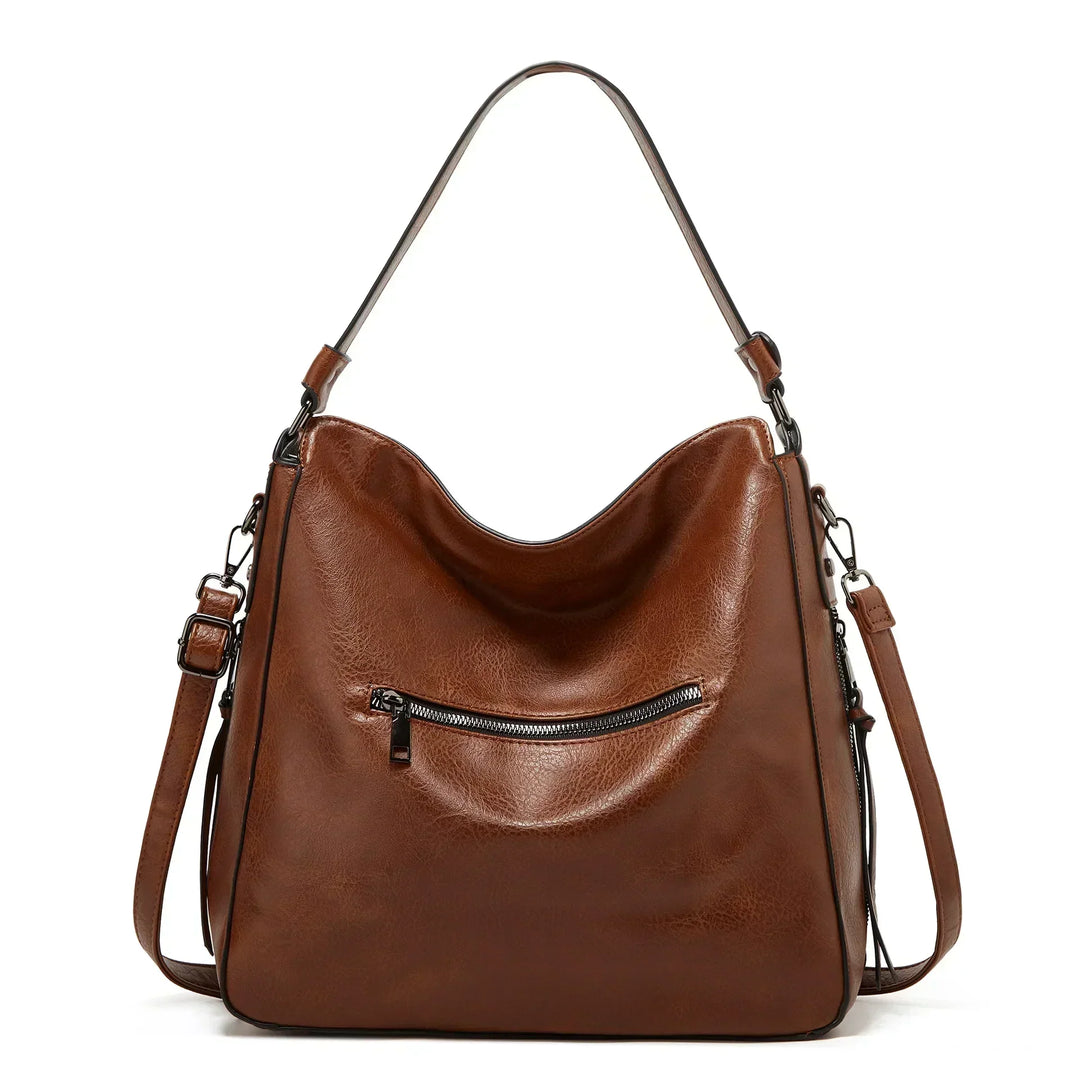 Constance – Classic Multi-Pocket Leather Shoulder Bag