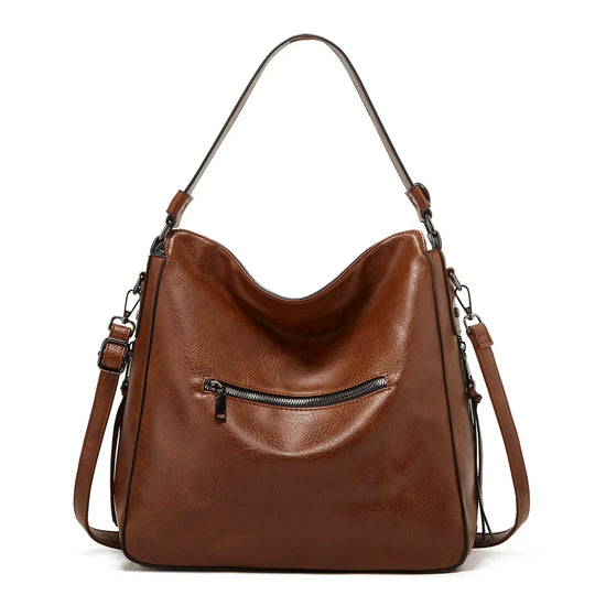 Constance – Classic Multi-Pocket Leather Shoulder Bag