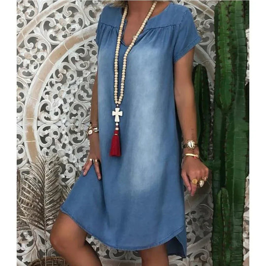 Selina – Light Denim Tunic Dress for Women