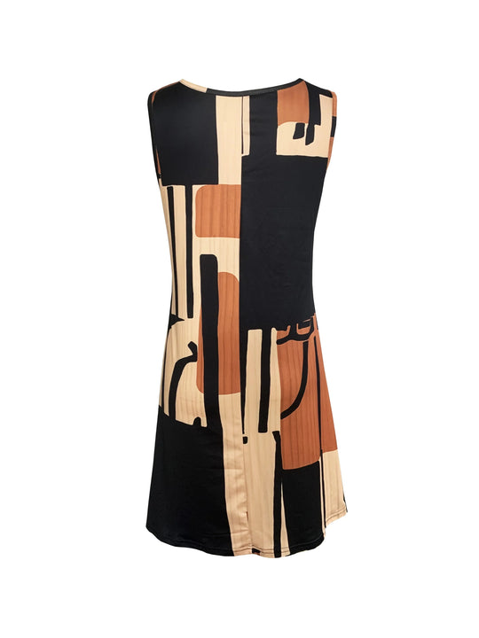 Lucille – Geometric Print Sleeveless Dress for Women