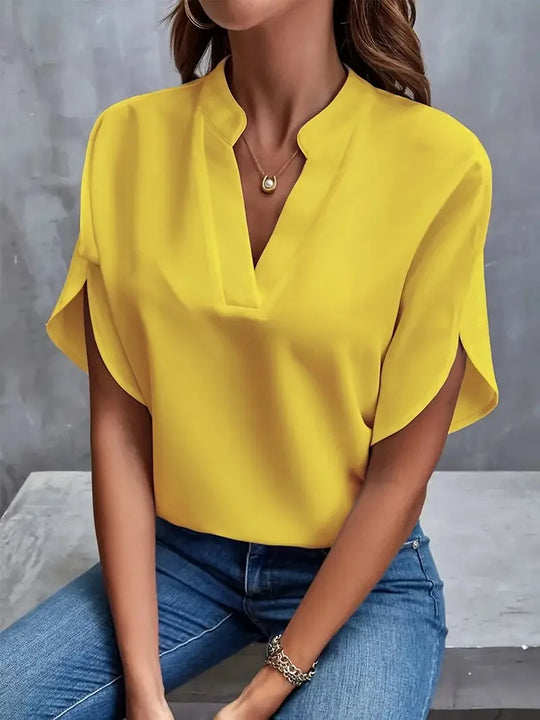 Avirelle – Split Neck Cap Sleeve Blouse
