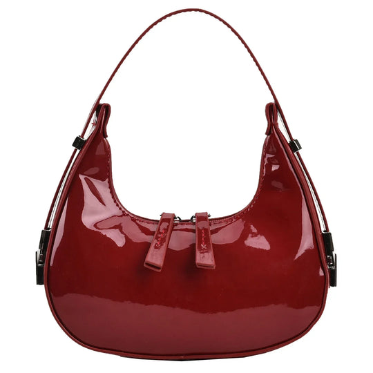 Anny – Glossy Vintage Crescent Shoulder Bag