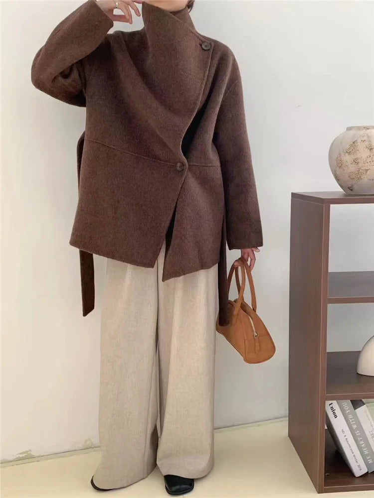 Alaiya – Asymmetrical Wool Coat for Women