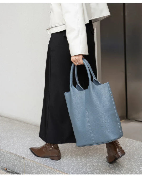 Arnika – Elegant Light Blue Bucket Bag with a Premium Leather Finish