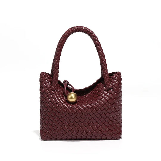 Beatrice – Stylish Woven Shoulder Bag Crafted from Vegan Leather with Gold Accents