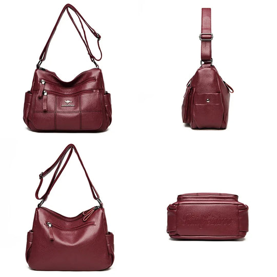 Zulay – Multi-Pocket Soft Leather Shoulder Bag for Women