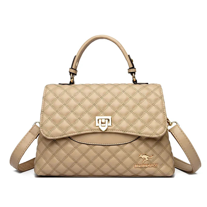 Cherry – Quilted Leather Top-Handle Bag for Women