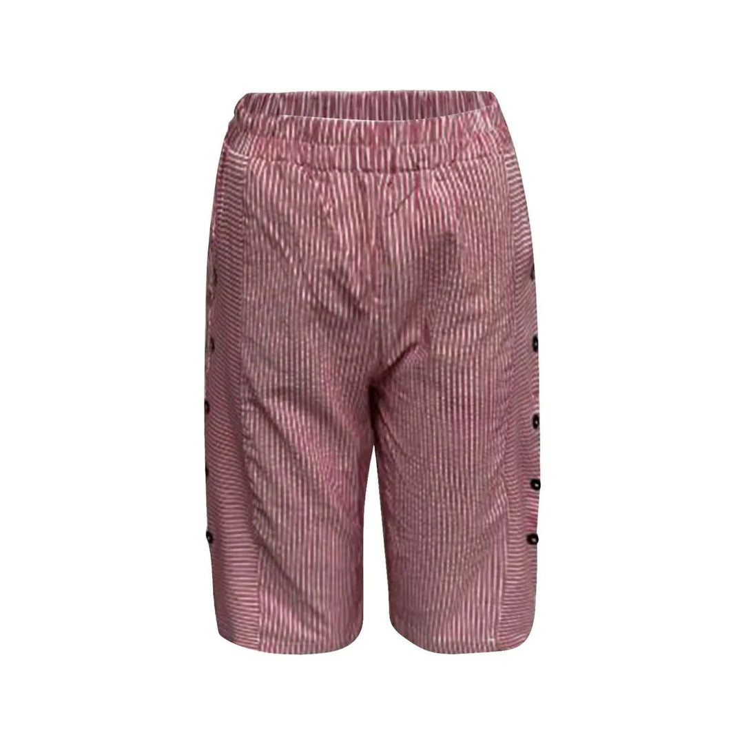 Elisabetta – Striped Cotton Button-Front Shorts for Women