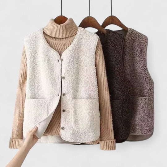 Noralie – Cozy Button-Up Fleece Vest for Women