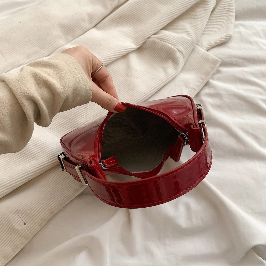 Anny – Glossy Vintage Crescent Shoulder Bag