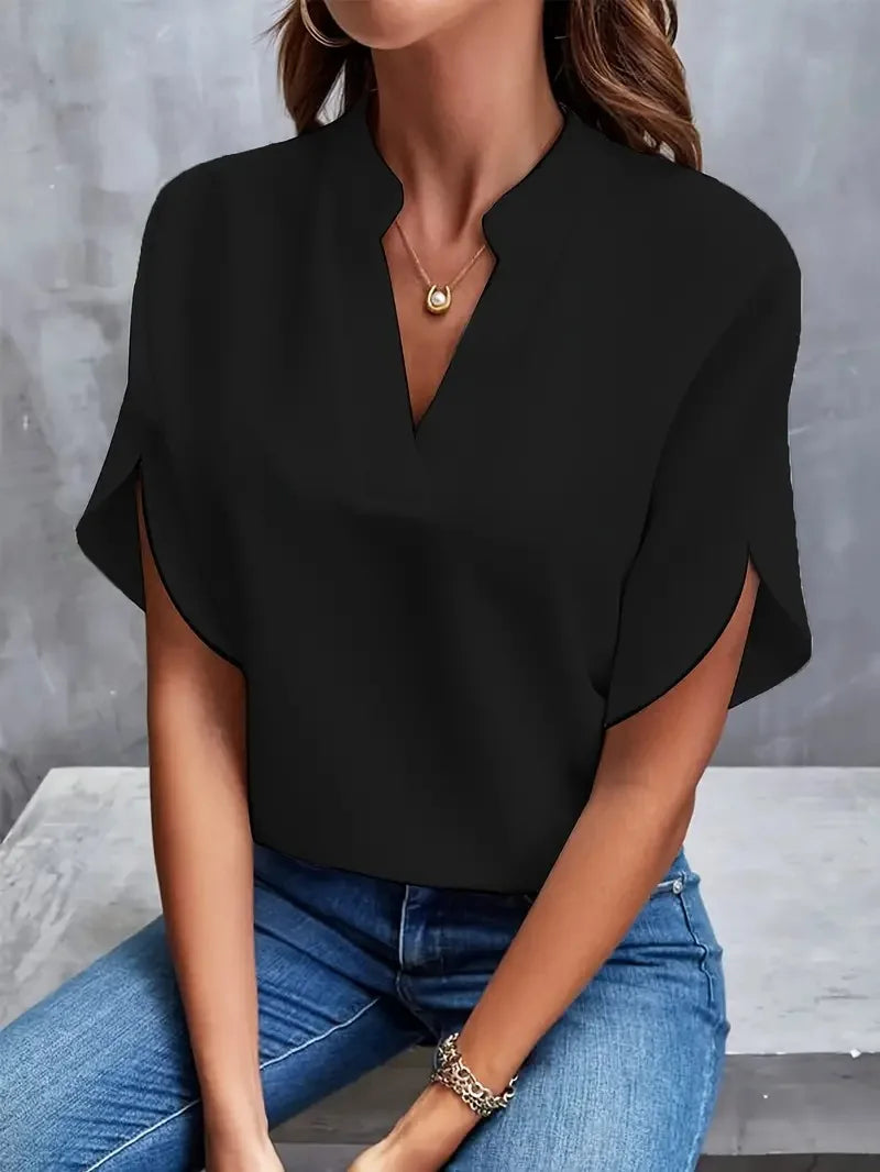 Avirelle – Split Neck Cap Sleeve Blouse