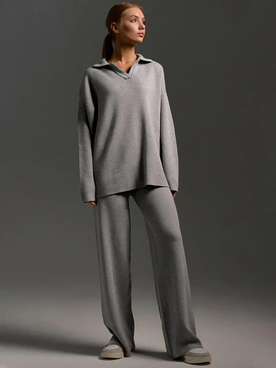 Lyanna – Minimalist Knit Two-Piece Lounge Set for Women