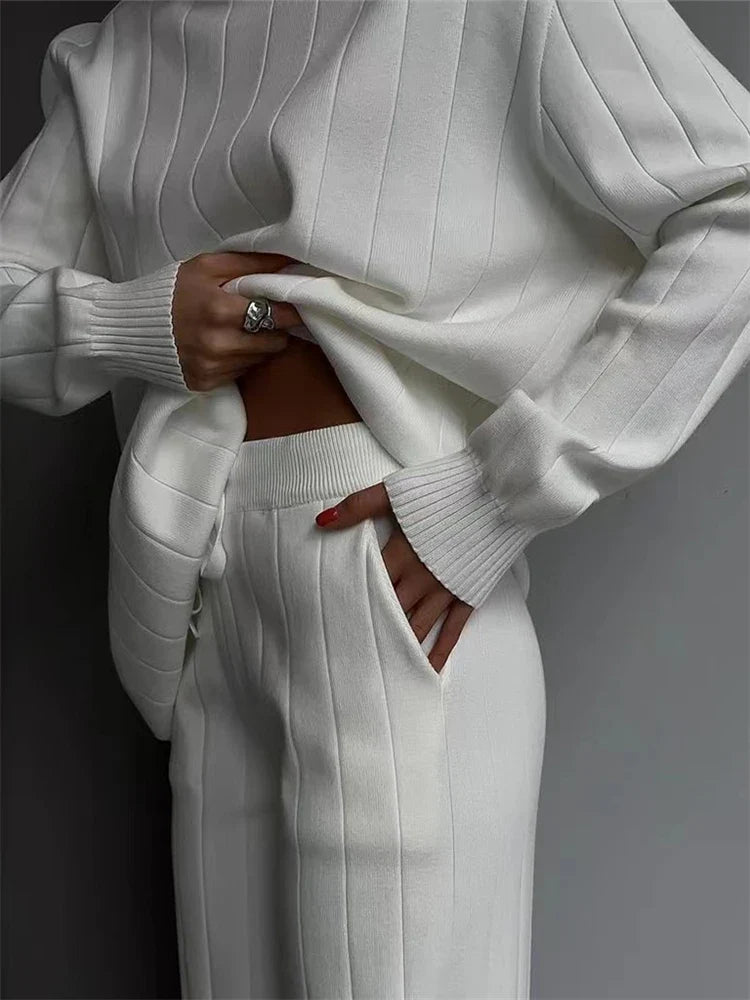 Rosalee – High-Neck Knit Two-Piece Set for Women
