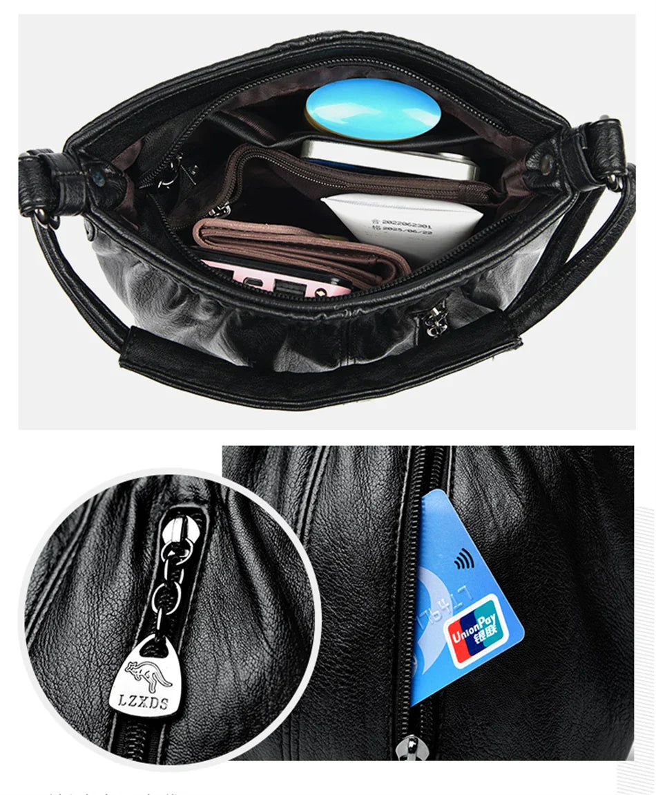 Felicity – Chic Multi-Pocket Leather Shoulder Bag for Women