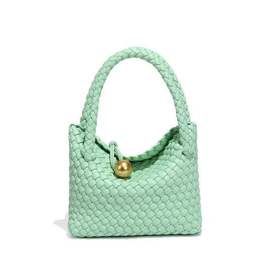 Beatrice – Stylish Woven Shoulder Bag Crafted from Vegan Leather with Gold Accents