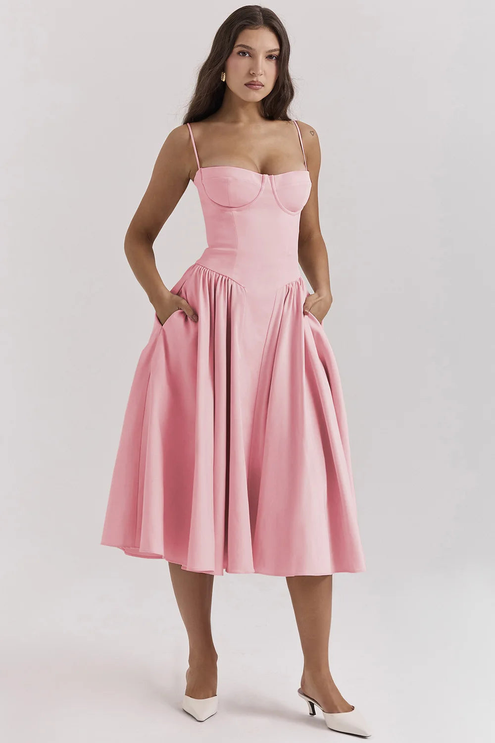Serenah – Strapless Midi Dress with Sweetheart Bodice