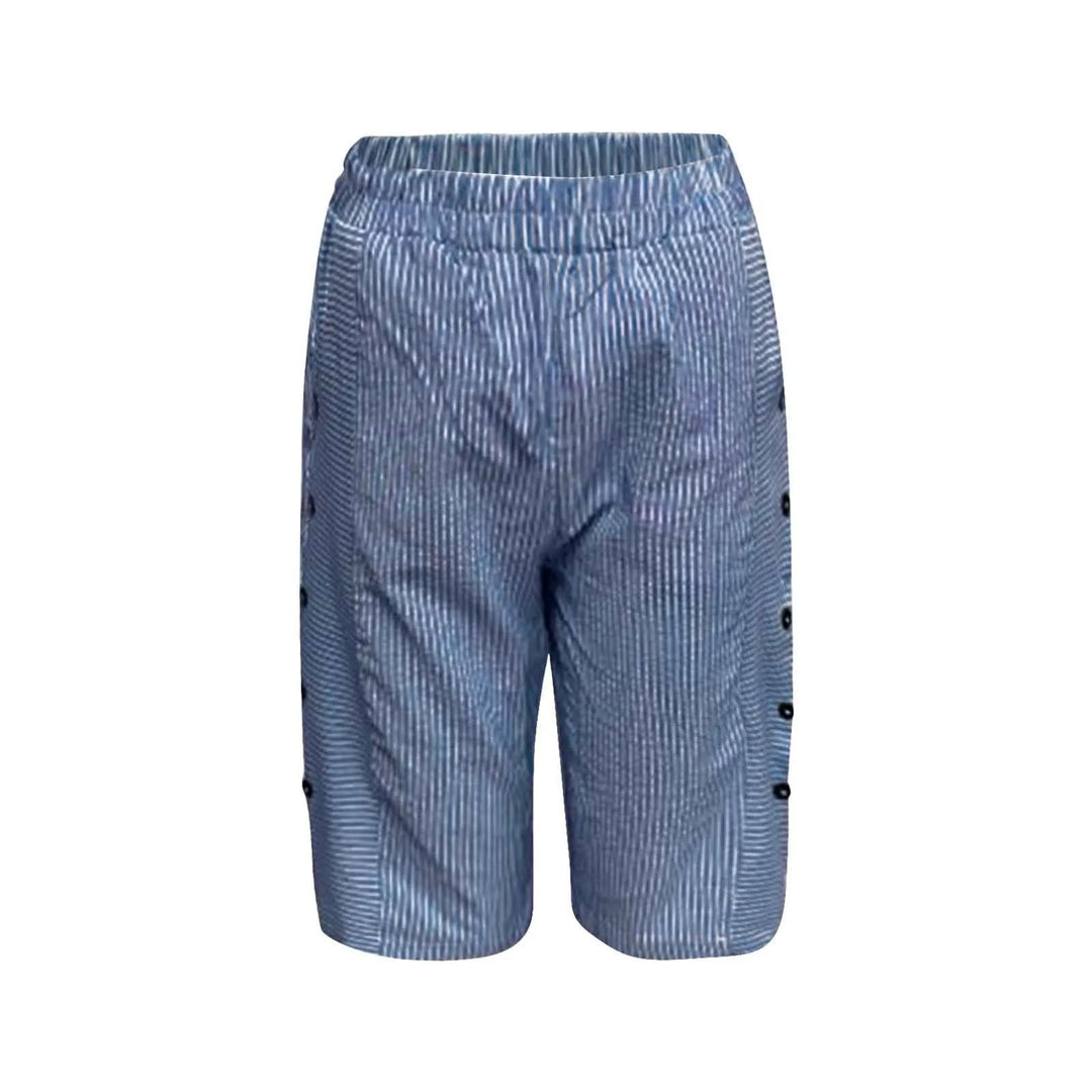 Elisabetta – Striped Cotton Button-Front Shorts for Women
