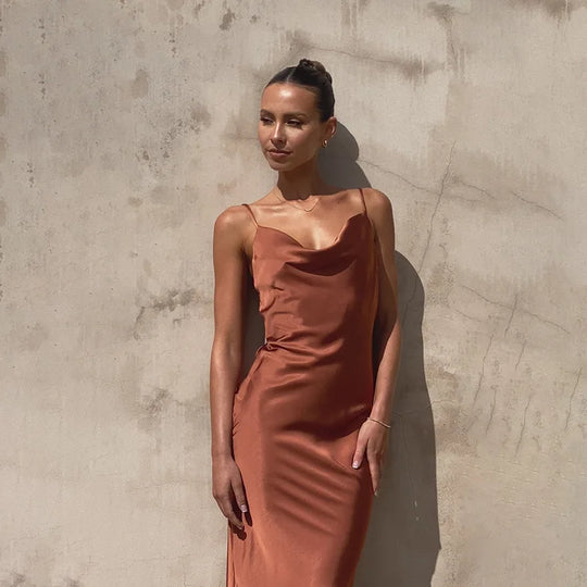 Carroll – Satin Cowl Neck Slip Gown
