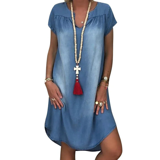 Selina – Light Denim Tunic Dress for Women