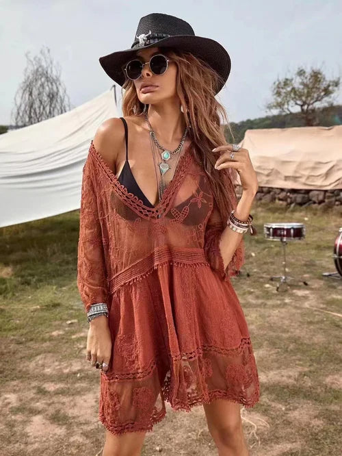Precious – Bohemian Lace Mini Dress for Women