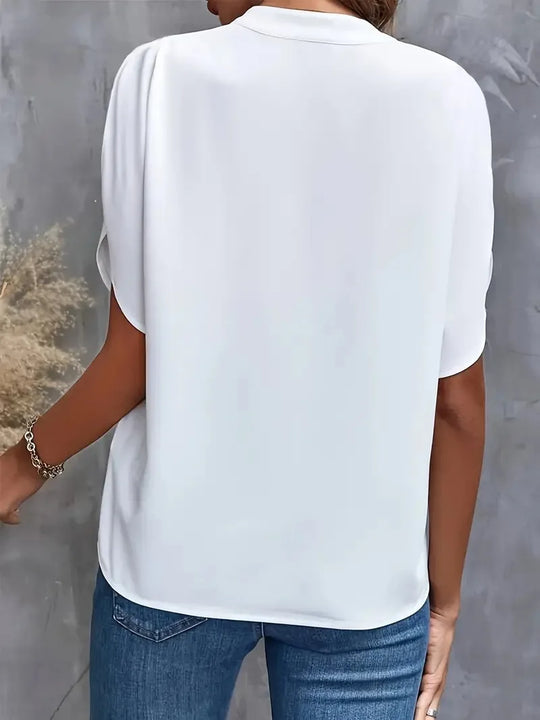 Avirelle – Split Neck Cap Sleeve Blouse
