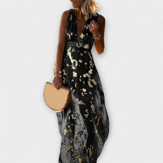 Almera – Lightweight Maxi Dress with Golden Reflections