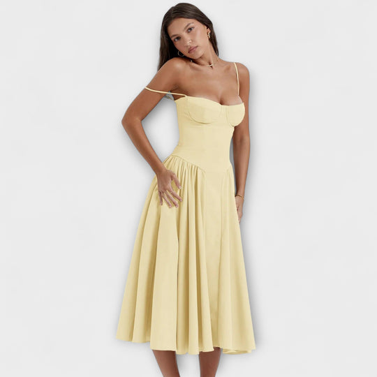 Ameline – Feminine Midi Dress with Waist Focus