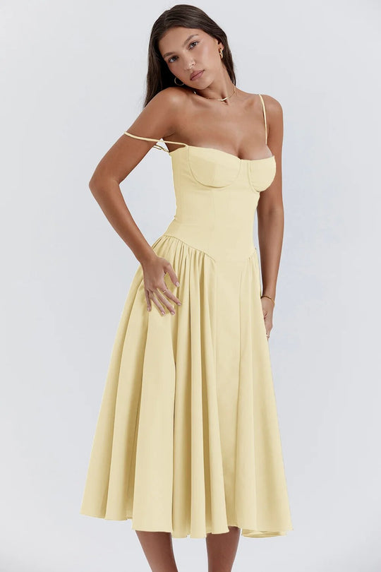 Serenah – Strapless Midi Dress with Sweetheart Bodice