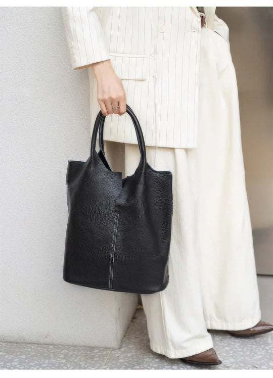 Arnika – Elegant Light Blue Bucket Bag with a Premium Leather Finish