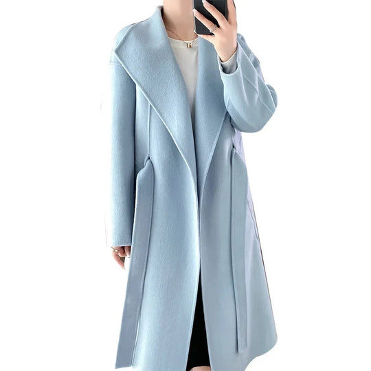 Lettie – Elegant Longline Wool-Blend Coat for Women