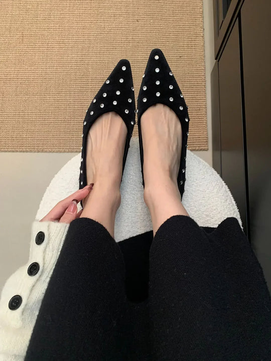 Khaye – Polka Dot Pointed-Toe Flats for Women