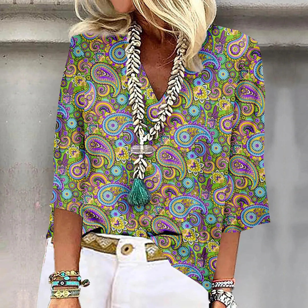 Frances – Bohemian Print Lightweight Blouse for Women