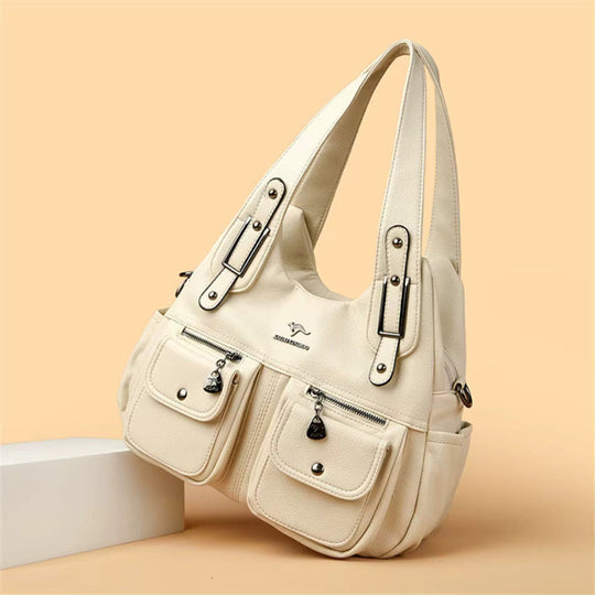 Willa – Multi-Pocket Leather Shoulder Bag for Women