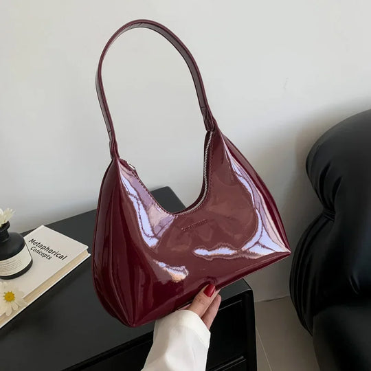 Arkina – Glossy Wine Red Shoulder Bag