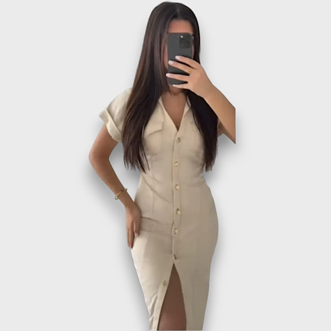 Venera – Fitted Shirt Dress with Button Placket