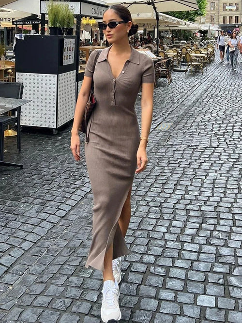 Charline – Button-Front Maxi Dress for Women
