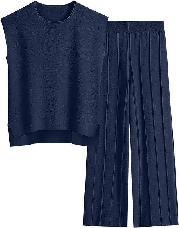 Mikay – Sleeveless Wide-Leg Lounge Set for Women
