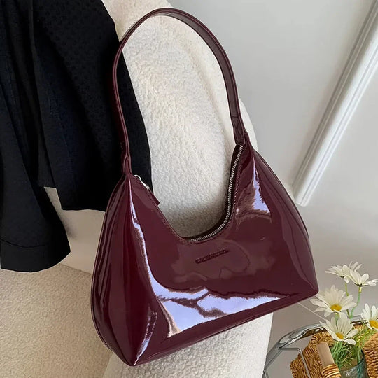 Arkina – Glossy Wine Red Shoulder Bag