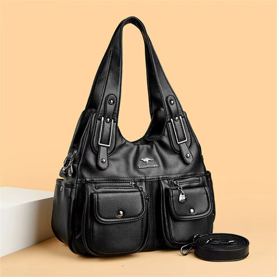 Willa – Multi-Pocket Leather Shoulder Bag for Women